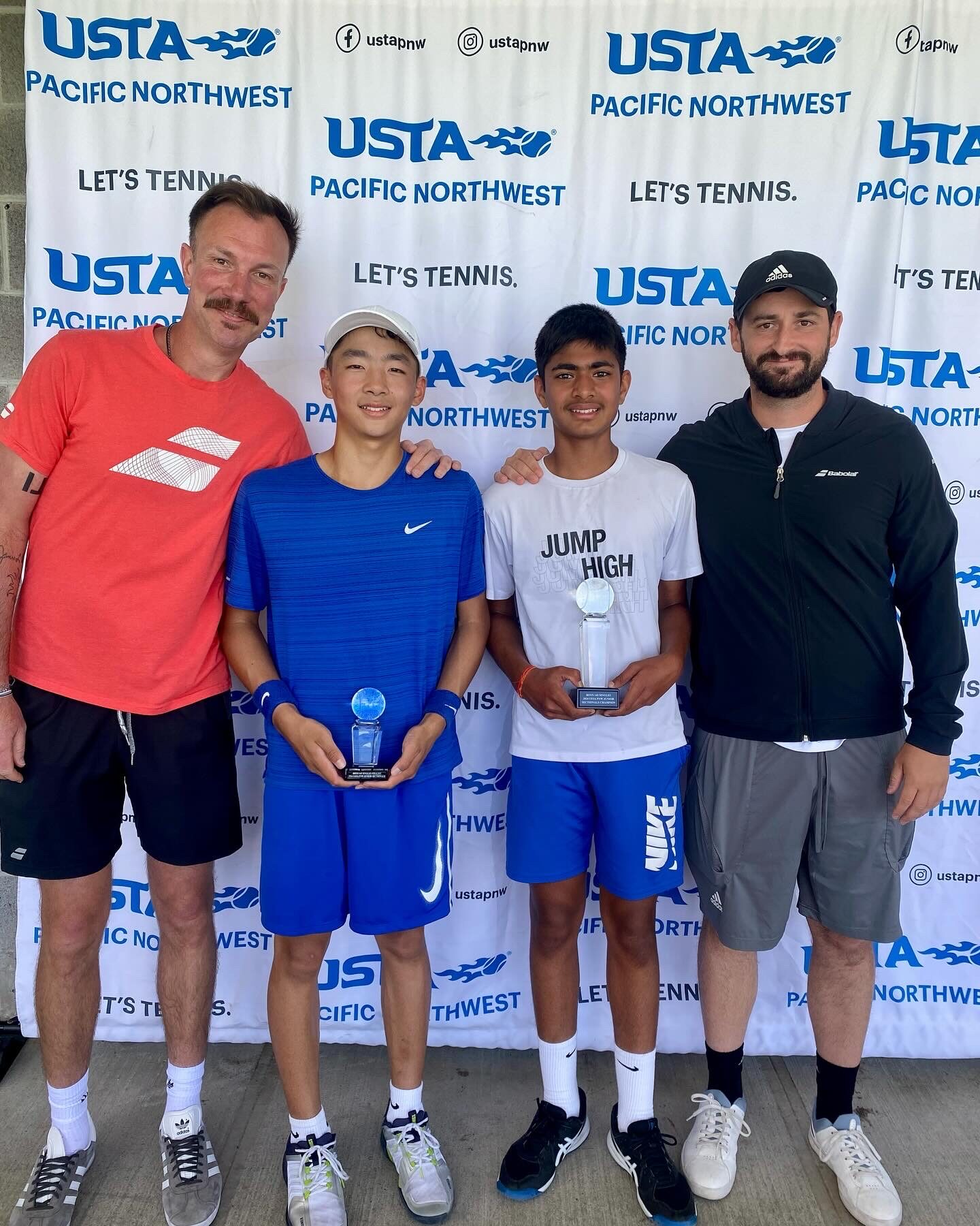 Tier 1 athletes and coaches at a USTA Pacific Northwest awards backdrop
